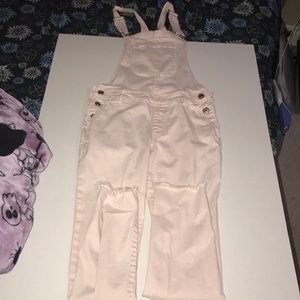 light pink overalls